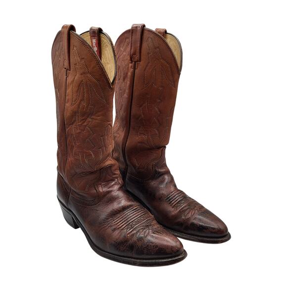 Vintage Dan Post Marlboro Soft Brown Leather Stitch Shaft Stacked Heel Men\'s 10D main image 9